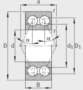 Common structures and performances of double row angular contact ball bearings.